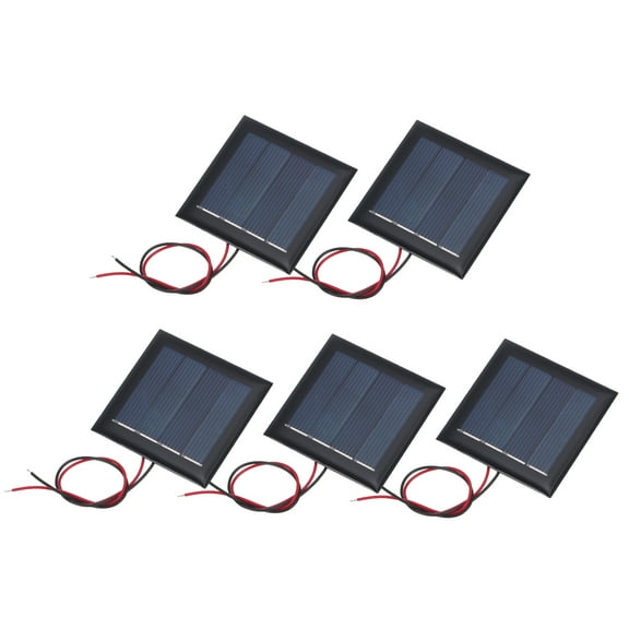 Uxcell 5 Pcs 2V 0.26W 130mA Mini Solar Panels, Small Polycrystalline Solar Cell Panel with 2 Cable for DIY Electric Toy Materials Kits Charger, 54mm x 54mm