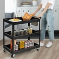 thumbnail image 2 of YYAo Kitchen Storage Island, Kitchen Cart,3-Tier Utility Cart Metal Mental Storage Service Trolley-Black, 2 of 12