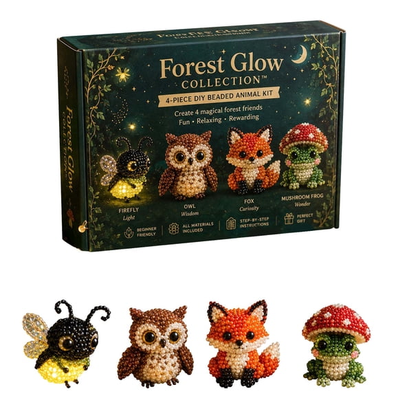 Pearl Art DIY Kit 3D Animal Beading Kit, 4-Pack Complete Bead Craft Set with Instructions, for Office Desk Decor Stress Relief, bldnkj