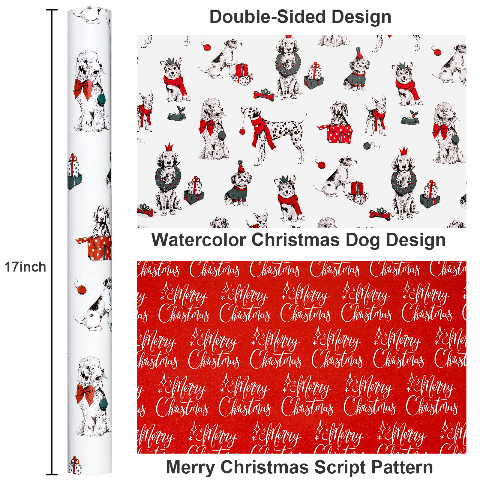 HOMERAL Reversible Christmas Dog Wrapping Paper photo 6