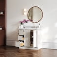 thumbnail image 2 of ARIEL Milan 36 Inch Right Offset Single Oval Sink Bathroom Vanity with Carrara White Quartz Countertop 1.5 Inch in Warm White, 2 of 7