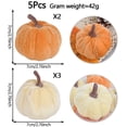 thumbnail image 3 of 5 Pcs Velvet Fake Pumpkins Fall Decor,Faux Small Pumpkin,Small Decorative Fabric Rustic Pumpkins,Fall Artificial Velvet Pumpkins,Small Realistic Vegetable Ornament,Halloween Decorations,Orange&Beige, 3 of 6