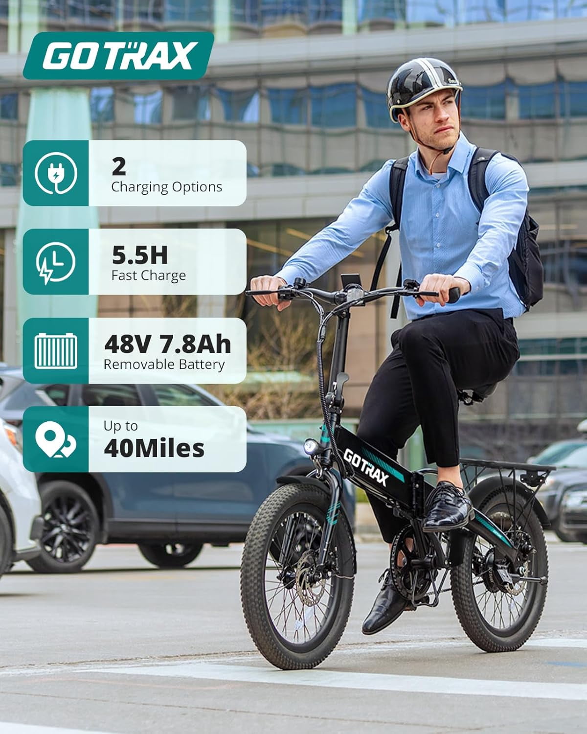 Gotrax 20" Folding Electric Bike for Adults, 48V 10Ah, 40 miles & 20 mph, 500W Peak Motor, UL2849, Black