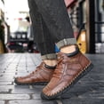 thumbnail image 6 of Mens Casual Work Boots Lightweight Slip Resistant Breathable Walking Driving Boots Vintage High Top Flat Shoes Brown 6.5 US, 6 of 7