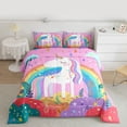 thumbnail image 2 of Homewish Dreamy Unicorn Teens Bedding Comforter Set, Girly Pink Cartoon Animal Twin Comforter Sets, Rainbow Plant Reversible Bedding Set, Luxury Bedroom Decor, 2-Piece, 2 of 8