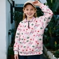 thumbnail image 2 of Uorisanigo Girls Oversized Sweatshirts Long Sleeve Lapel Zipper Sweatshirt Pink Christmas Snowman Drop Shoulder Athletic Outerwear Top for Sports and Daily Wear School Fall Clothes, 2 of 7