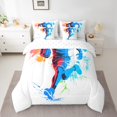 thumbnail image 2 of Football Bed in a Bag Twin,American Football Comforter Set 7 Pieces Teens Men,Colorful Rugby Ball Sports Game Bedding Sets,White Blue Graffiti Sheet Set with Comforter, 2 of 5