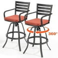 thumbnail image 6 of Pellebant Set of 2 Outdoor Cast Aluminum Swivel Bar Stool with Cushion in Red, 6 of 9
