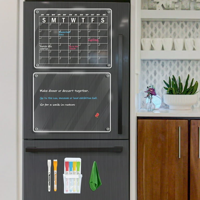Aazon.co : Agnetic Acrylic Calendar For Fridge,2 Pack 12"x16" Clear