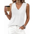 thumbnail image 3 of BTFBM Womens Tank Tops Summer Eyelet Crossed V Neck Sleeveless Casual Loose Fit Basic Spring Top Vacation Outfits, 3 of 7