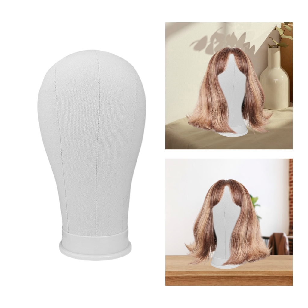 2Pcs Canvas Salon Mannequin Head For Hairdressers 21/22Inch With Mounting Hole Realistic Contouring Styling Stability