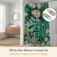 thumbnail image 2 of ComfiTime 14-Piece Boho Botanical Shower Curtain and Liner Set with 12 Hooks – Water-Repellent, Mold-Resistant, Heavy-Duty Fabric, Weighted Hem, Fade-Resistant, Machine-Washable, 72"x72", 2 of 11