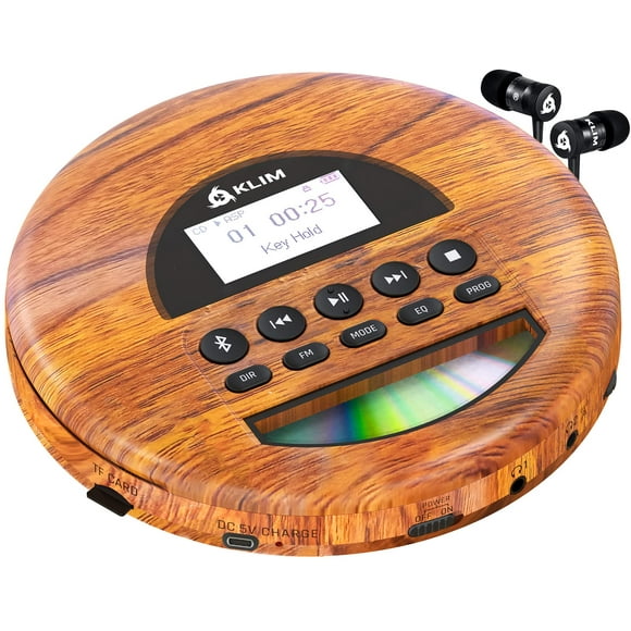 Reproductor de CD portátil KLIM Nomad Wood con Bluetooth y radio FM