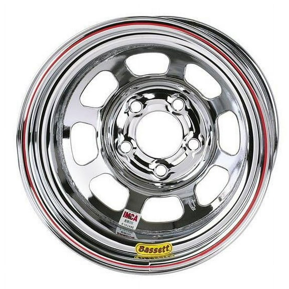 Bassett 15 x 8 IMCA Racing Chrome Wheel D-Hole 5 on 4.75, 4 Offset