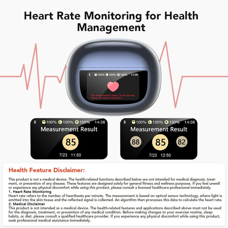 Miniso MS212-Clip-on Earbuds, Heart Rate Bluetooth Noise