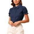 thumbnail image 4 of NOMADIC NOOK Women's 2 Packs Cotton Frilled Top Turndown Collar Solid Blouse, 4 of 7