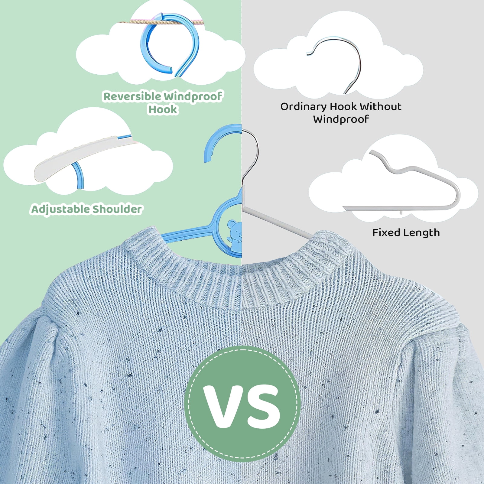 Allhall 50 Pack Baby Hangers, 11-14" Extendable Adjustable Non-Slip Kids Clothes Hangers, Spacing Saving Plastic Toddler Hanger, Ideal for Boys and Girls Closets, Pants, Coats