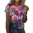 thumbnail image 3 of Enchanting Rose Women T-Shirt Classic O Neck T-Shirts Short-Sleeve Trendy Animal Print Design Tshirt Casual Clothing, 3 of 5