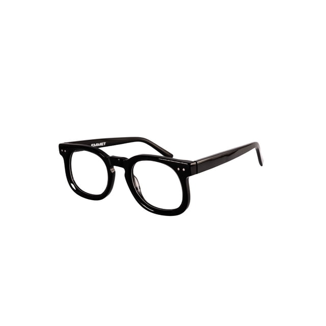 Emmet Lente Óptico Redondo Unisex Negro Acetato Light Descanso Oftálmico