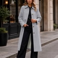 thumbnail image 4 of cocolona Womens Trench Coat Open Front Button Down Lapel Lined Overcoat LightWeight Trendy Fall Winter Solid Color Long Coat, 4 of 7