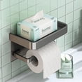 thumbnail image 3 of Soporte de papel higiénico de aleación de aluminio, montaje en pared, organizador de almacenamiento para WC, rollo de papel, soporte para estante de teléfono, accesorios de baño, 3 of 5