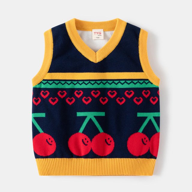 Cowsor Boy's Sweater Vest,Y2K Sleeveless Pattern Preppy Style Knitted Crop Tank Top for Boy