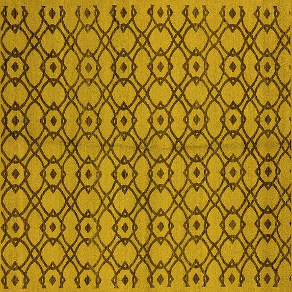 Ahgly Company Indoor Square Oriental Yellow Industrial Area Rugs, 3' Square