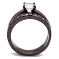 thumbnail image 3 of IP Dark Brown (IP coffee) Stainless Steel Ring with AAA Grade CZ in Clear for Women Clear Stone Color Style TK2547 Size 7, 3 of 5