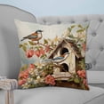 thumbnail image 4 of Pillow Covers 20x20 Set of 2, Spring Birdhouse Throw Pillow Covers Decorative Couch Cushion Cover, Red Floral Botanical Birds Vintage Microfiber Soft Square Pillowcases for Bedroom Living Room Sofa, 4 of 7