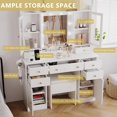 thumbnail image 6 of PUFFCAFE Makeup Vanity Desk with Mirror and Lights,White Vanity Table Set with Chair,Large Dressing Table with RGB Ambient Light, 6 of 9