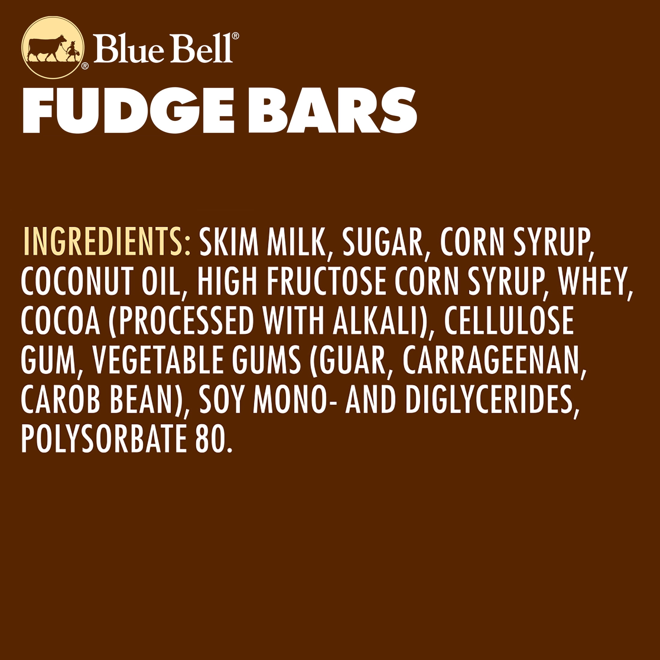 Blue Bell Chocolate Fudge Frozen Dairy Dessert Bars, 2.5 fl oz, 12 Count