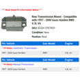 thumbnail image 2 of Rear Transmission Mount - Compatible with 1997 - 2000 Isuzu Hombre RWD 4.3L V6 1998 1999, 2 of 2