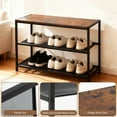 thumbnail image 6 of edx Shoe Rack Bench, 3-Tier Industrial Shoe Storage Organizer, 28.3inches Entry Bench with Mesh Shelves for Living Room, Entryway, Rustic Brown, 6 of 10