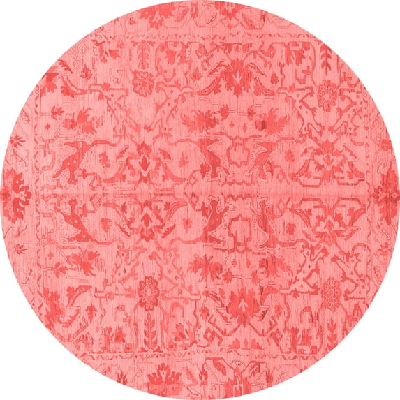 Ahgly Company Machine Washable Indoor Round Oriental Red Traditional Area Rugs, 4' Round