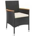 thumbnail image 3 of vidaXL 7 Piece Garden Dining Set with Cushions Black Poly Rattan, 3 of 5