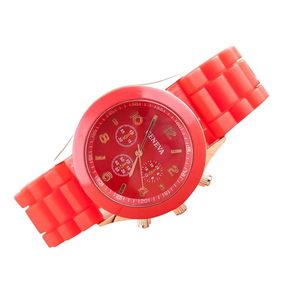 Resicozy Men Women Casual Fashion Silicone Watch Band Quartz Colorful Wristwatch Red