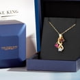 thumbnail image 5 of Gem Stone King 18K Yellow Gold Plated Silver Red Garnet and Pink Created Sapphire and White Moissanite Pendant for Women (1.62 Cttw, Gemstone January Birthstone, Heart Shape 5MM, 18 inch Chain), 5 of 6