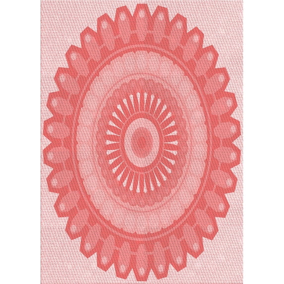 Ahgly Company Machine Washable Indoor Rectangle Transitional Pastel Pink Area Rugs, 5' x 7'