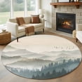 thumbnail image 2 of Mountains Round Area Rugs Collection 5', Farmhouse Forest Nature Trees Landscape Non Slip Indoor Circular Throw Runner Rug Floor Mat Carpet for Living Room Dining Table Bedroom Nursery, 2 of 9