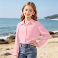 thumbnail image 7 of Ltctricy Unisex Kids Button Down Shirts Collared Dressy Blouses Toddler Long Sleeve Tops for Boys and Girls(Pink,9-10 Years), 7 of 7
