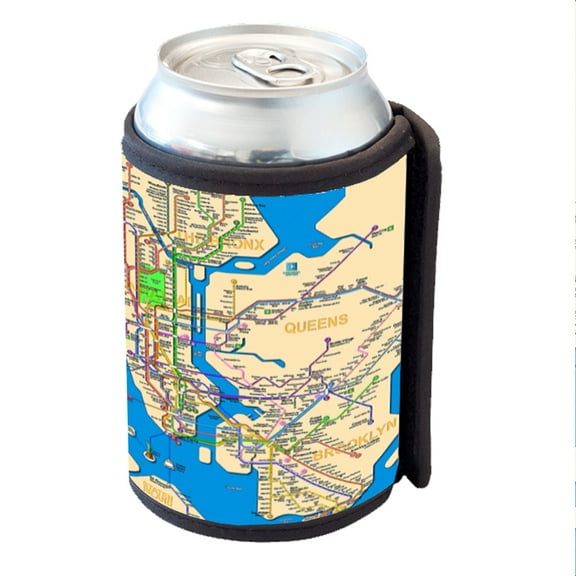 KuzmarK Insulated Drink Can Cooler Hugger - Five Burroughs Transit Map