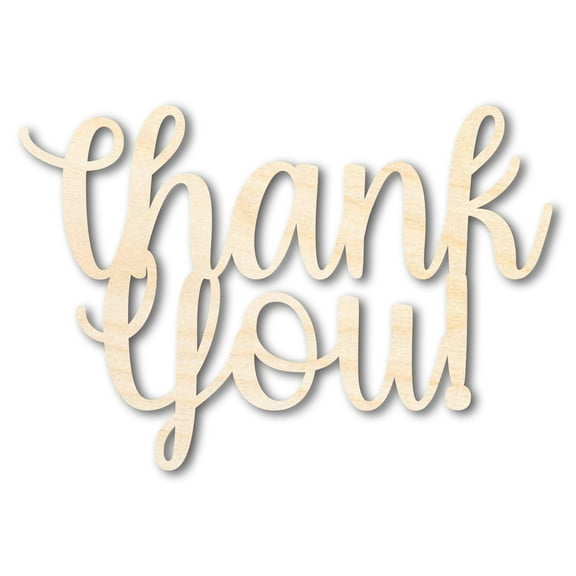 Unfinished Wood Thank You! Outline Shape 3" / 1/8"