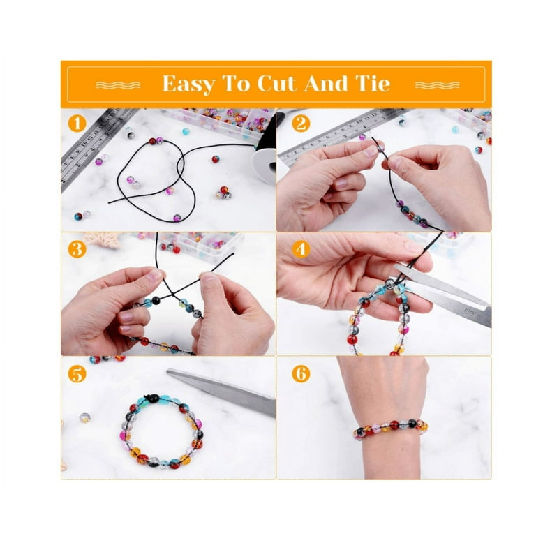 Elastic String for Bracelets, 2 Rolls 1 mm Sturdy Stretchy Elastic