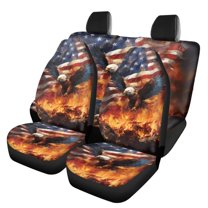 Binienty Flag Eagle Car Seat Covers Sets of 4 Vehicle Front Seat Protector   Rear Bench Seat Cover Car Seat Pad Mat Auto Interior Protection for Women Men,Easy to Install