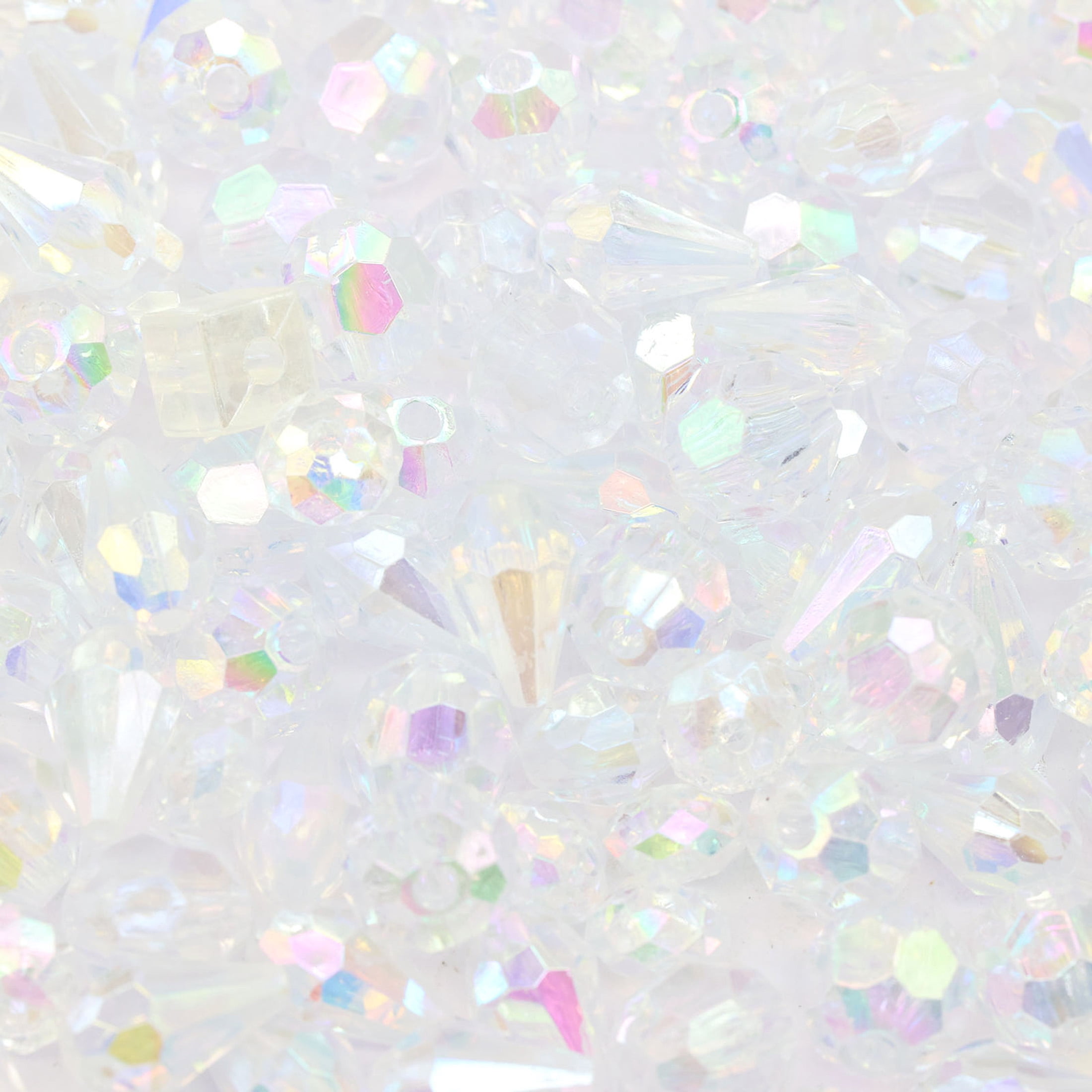 Creatology Mixed Faceted Clear Spacer Beads - Assorted Sizes 7.5mm-10mm Plastic Beads for Jewelry & Crafts, 12 Pack