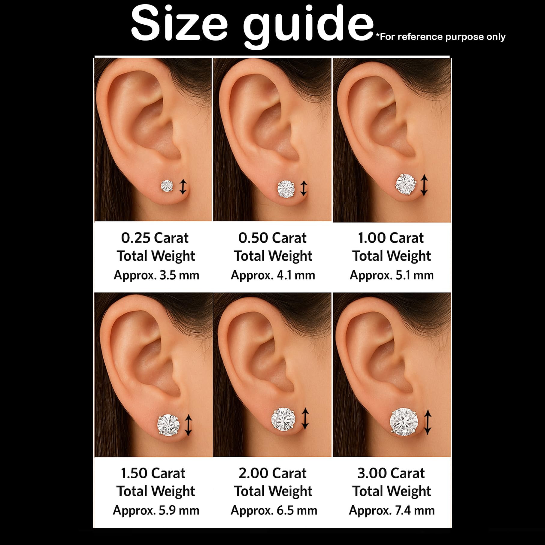 Unique Moments 2 Carat Round Lab Grown Diamond Stud Earrings in 14K White Gold Jewelry for Women