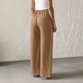 thumbnail image 5 of QATAINLAV Womens Linen Wide Leg Palazzo Pants Summer Button Front Elastic Waist Work Trouser Loose Casual Dress Pants with Pockets Khaki XL, 5 of 7