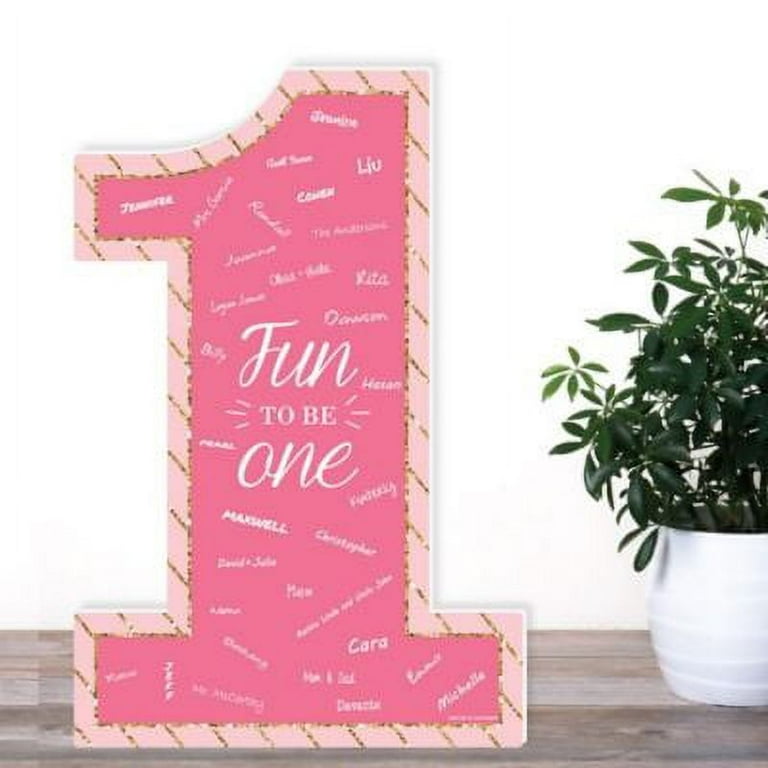 Big Dot of Happiness 1st Birthday Girl - Fun to be One - Guest Book Sign - First  Birthday Party Guestbook Alternative - Signature Mat 