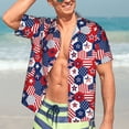 thumbnail image 7 of Pofeuu American Stars2 Print Hawaiian Shirt for Men Sleeves Casual Button Down Summer Beach Dress Shirts T-Shirts,Medium, 7 of 7