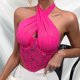 thumbnail image 1 of Camisola moldeadora de cintura con lazo sin espalda informal de encaje para mujer, top de poliéster, 1 of 4